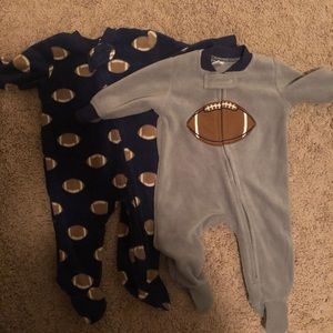 2 Pack Fleece Football Onesies 0-3 Months NWOT